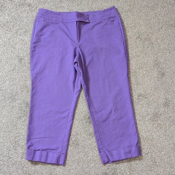 ANN TAYLOR Signature, Purple Mid-Rise Stretch Crop Pants / Capris; Size 10 - Picture 1 of 4